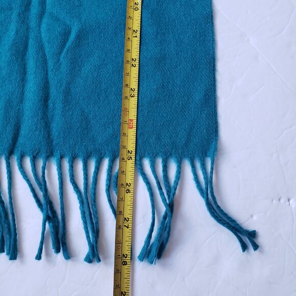Christian Dior Monsieur Cashmaire Vintage Acrylic Fringed Teal Scarf - Picture 4 of 4